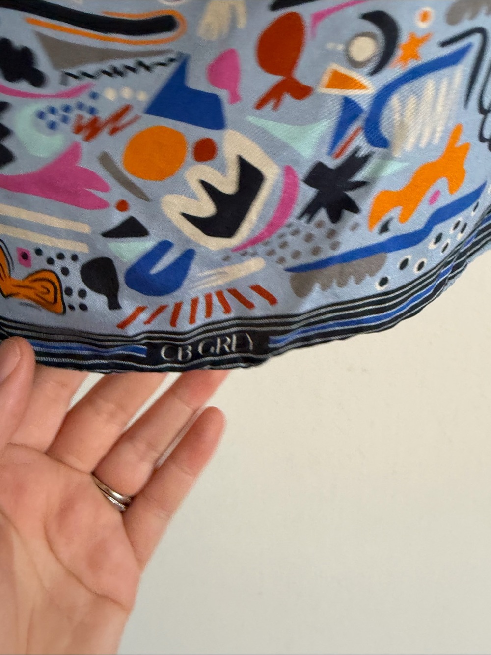 CB GREY 100% Silk Fun Design ‘The Elise Midi’ Pocket Square Scarf - Picture 8 of 11